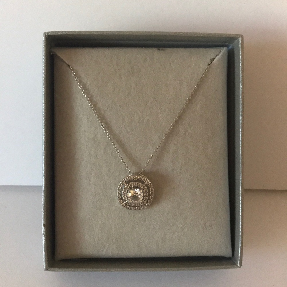 Zales sterling silver white sapphire necklace